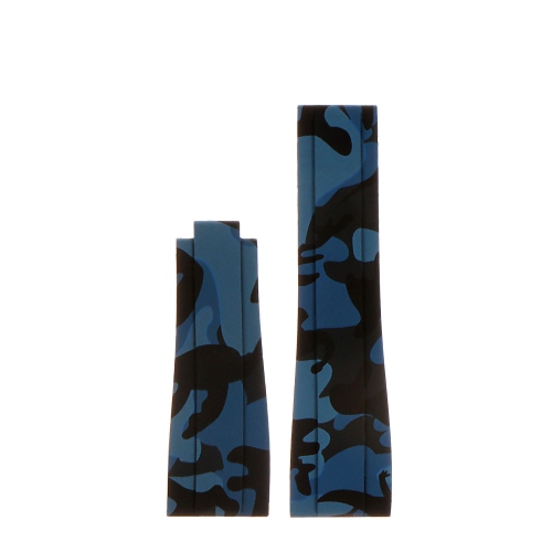 StrapsCo 20mm Camo Rubber Replacement Watch Band Strap for Rolex Daytona & Submariner - Blue Camo - No Clasp