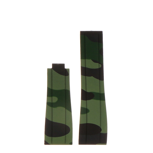 StrapsCo 20mm Camo Rubber Replacement Watch Band Strap for Rolex Daytona & Submariner - Green Camo - No Clasp