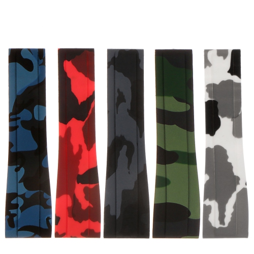 StrapsCo 20mm Camo Rubber Replacement Watch Band Strap for Rolex Daytona & Submariner - Green Camo - No Clasp