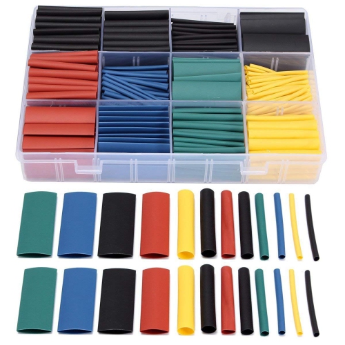 530 Pcs 2:1 Colour Heat Shrink Tubing Tube Sleeving Wrap Cable Wire 5 Color 8 Size