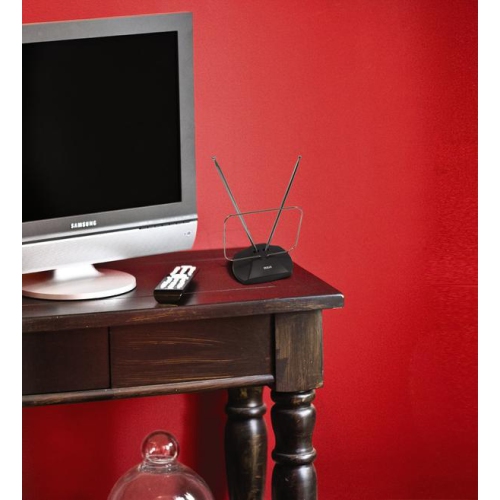 Antenne 4K HDTV intérieure RCA UHF/VHF réglable 64 km à oreille de lapin - Noir