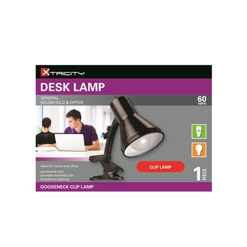 Xtricity Desk Lamp Gooseneck Arm Clip 60W Black