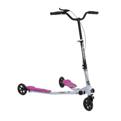 Qaba Kids 3 Wheels Scooter Swing Drifter Folding Height Adjustable Pink