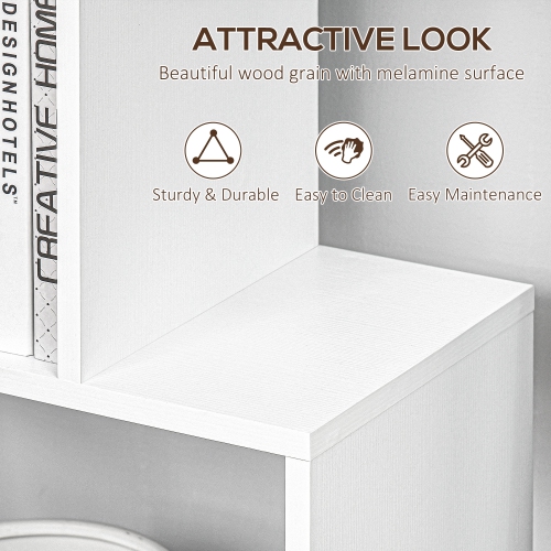 HOMCOM 76" 6-Tier Geometric Wooden Bookcase S Shaped Storage Display Bookshelf Modern shelf Open Concept Living Room Home Office Furniture, White