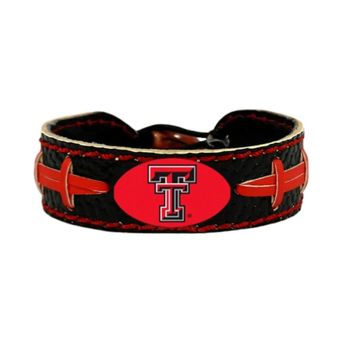 NCAA Texas Tech Red Raiders Team Color Gamewear Leather Football Bracelet