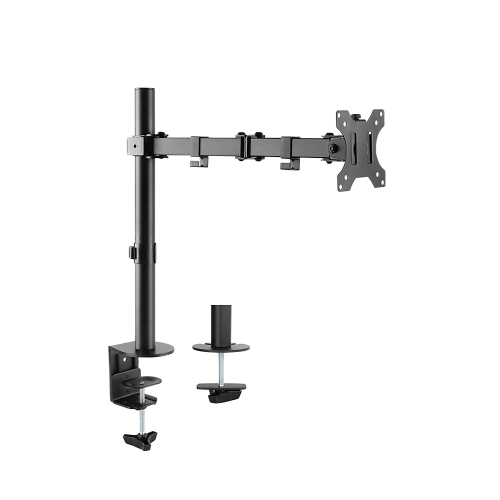 Single Arm Desk Mount for 13"-32" Monitor | Fully Adjustable, Rotates, Swivels and Tilts | Black