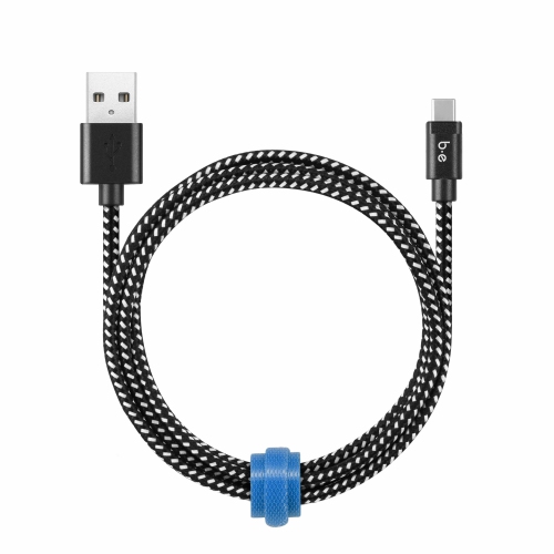Image 1 de 4.. Blu Element - Câble USB-C tressé pour chargement/synchronisation - Zèbre 4&nbsp;pi