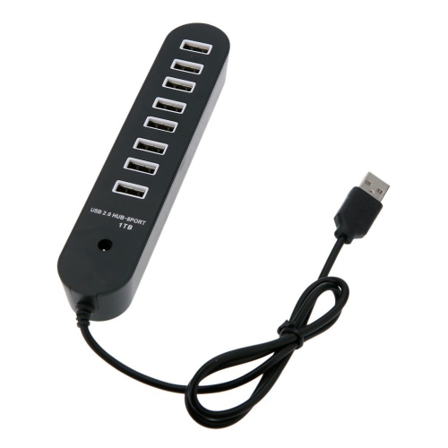 axGear 8 Port USB 2.0 Data HUB High Speed Splitter Extender Built-In USB Cable