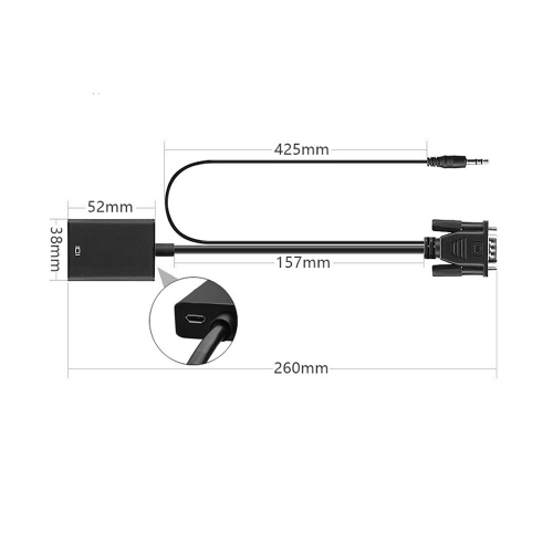 axGear VGA to HDMI Converter Adapter w/ Audio 1080P HD Video