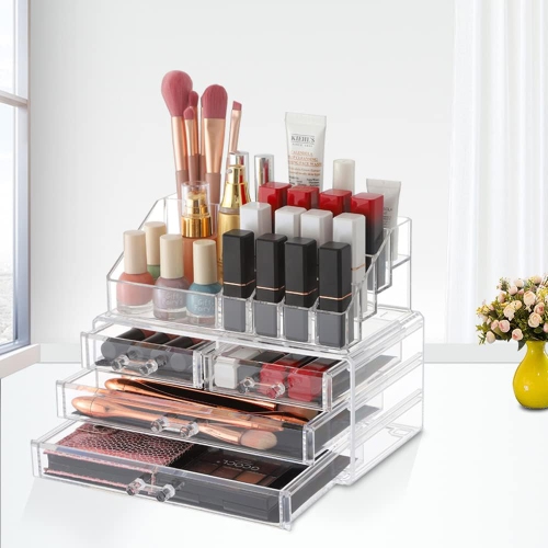 Arolly Makeup Organizer and Cosmetic Storage Cases - Multifunctional Stackable Storage Box for Lipstick Eyeshadow Brushes Jewelry - Vanity Organizer