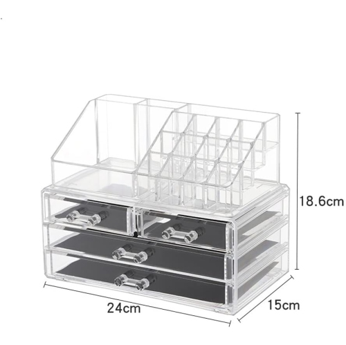 Arolly Makeup Organizer and Cosmetic Storage Cases - Multifunctional Stackable Storage Box for Lipstick Eyeshadow Brushes Jewelry - Vanity Organizer