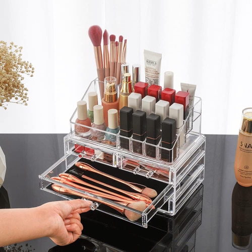 Arolly Makeup Organizer and Cosmetic Storage Cases - Multifunctional Stackable Storage Box for Lipstick Eyeshadow Brushes Jewelry - Vanity Organizer