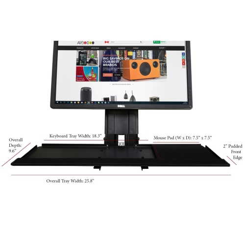 Boost Industries WM-3N1 Single VESA Compatible Height Adjustable Display Wall Mounted Workstation For 13" To 32" Screens