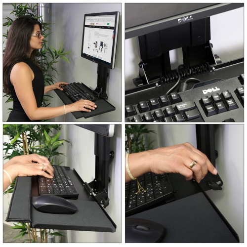 Boost WM-3N1 VESA Compatible Height Adjustable Display Wall Mounted Workstation For 13" To 32" LED/LCD Screens with CPU Holder