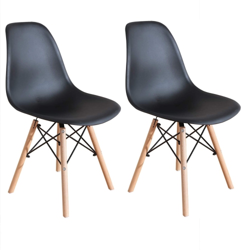 Chaises de salle à manger durables Eames style Eiffel du milieu du siècle de ViscoLogic - Noir