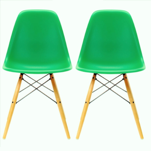 Les chaises de salle à manger Eames, style Eiffel durable du milieu du siècle de ViscoLogic, vert