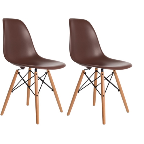 Chaises de salle à manger durables Eames style Eiffel de ViscoLogic, style mi-siècle, brun