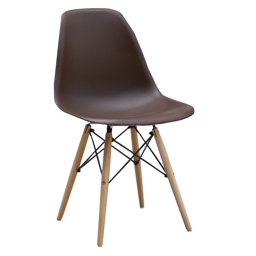 ViscoLogic Mid-Century Durable Eames Style Eiffel Dining Chairs Brown