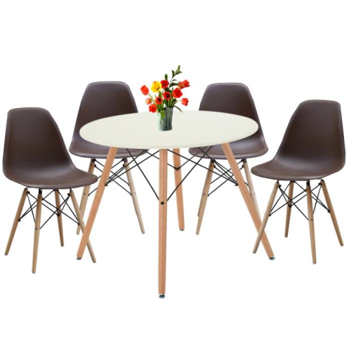 ViscoLogic Mid-Century Durable Eames Style Eiffel Dining Chairs Brown