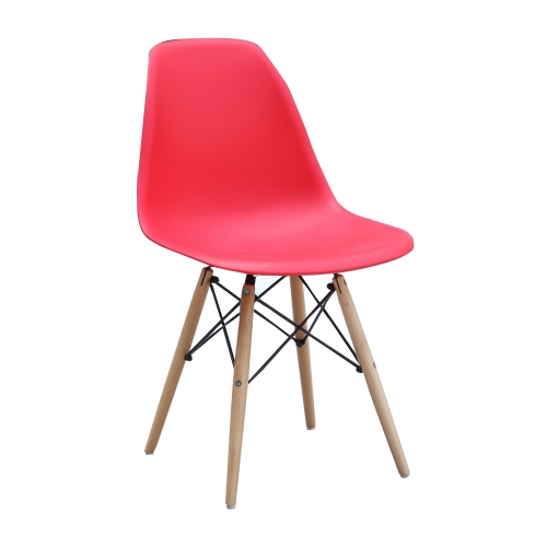 ViscoLogic Mid-Century Durable Eames Style Eiffel Dining Chairs Red