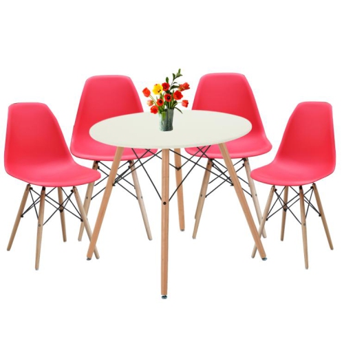 ViscoLogic Mid-Century Durable Eames Style Eiffel Dining Chairs Red