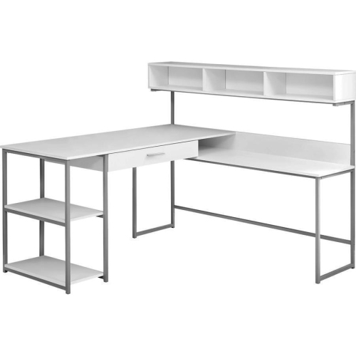 Monarch Specialties i 7162 computer desk white and silver corner