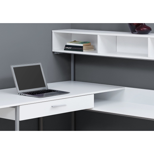 Monarch Specialties i 7162 computer desk white and silver corner