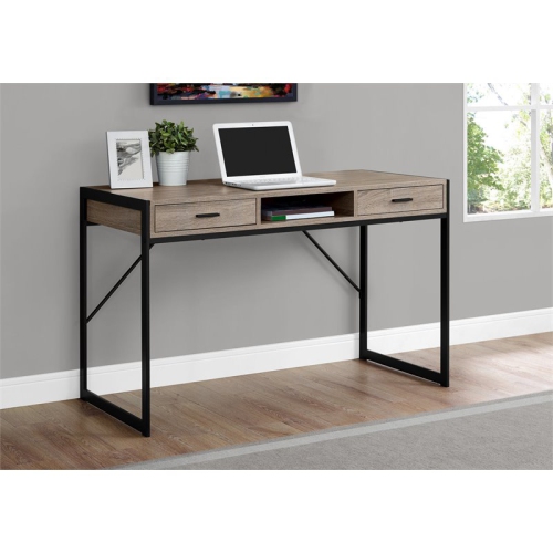 Monarch Specialties i 7365 computer desk 48"l dark taupe and black metal