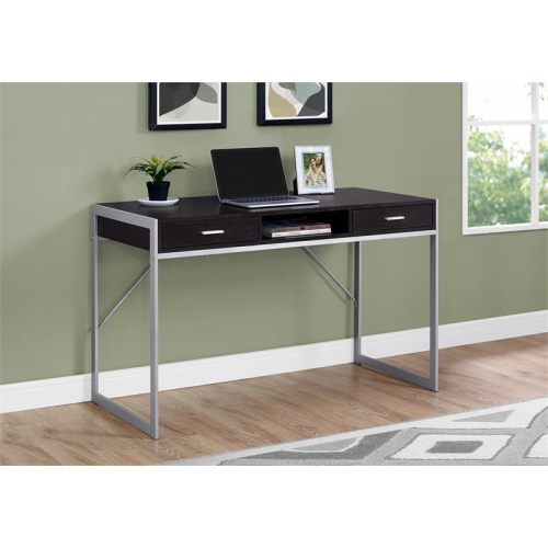 Monarch Specialties i 7366 computer desk 48"l cappuccino and silver metal