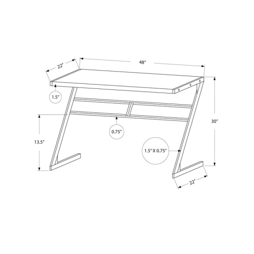 Monarch Specialties i 7373 computer desk 48"l dark taupe and black metal