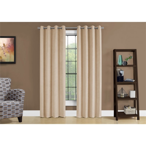 Monarch Specialties i 9801 curtain panel 2pcs 54"w x 95"h beige room darkening