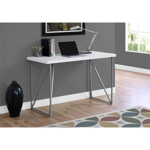 Monarch Specialties i 7376 computer desk 48"l white and silver metal