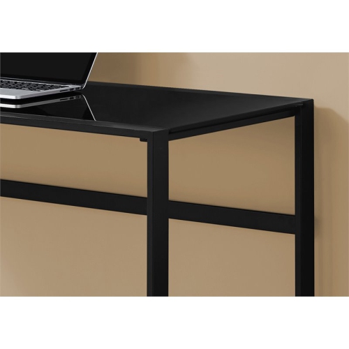 Monarch Specialties i 7379 computer desk 48"l black metal and black tempered glass