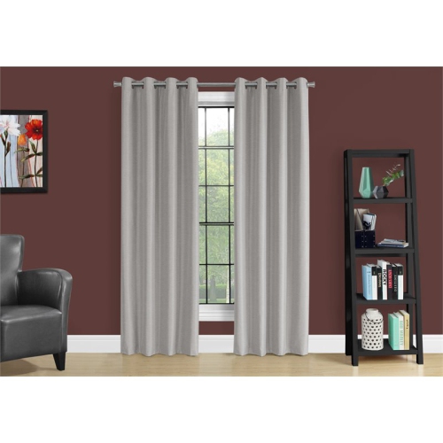 Monarch Specialties i 9835 curtain panel 2pcs 52"w x 84"h silver solid blackout