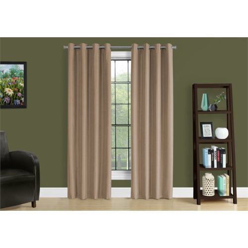Monarch Specialties i 9839 curtain panel 2pcs 52"w x 95"h brown solid blackout
