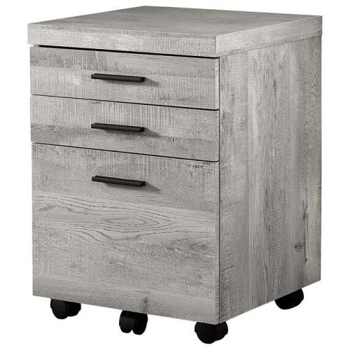 Monarch Specialties i 7401 filing cabinet 3 drawer grey wood grain on castors