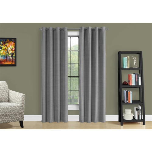 Monarch Specialties i 9842 curtain panel 2pcs 52"w x 95"h grey solid blackout
