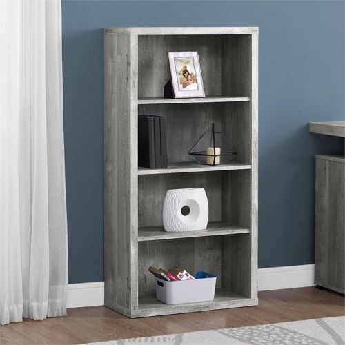 Monarch Specialties i 7405 bookcase 48"h grey wood grain adjustable shelves