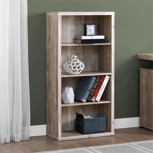 Monarch Specialties i 7406 bookcase 48"h taupe wood grain adjustable shelves