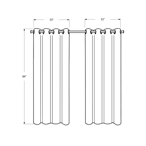 Monarch Specialties i 9817 curtain panel 2pcs 52"w x 84"h ivory room darkening