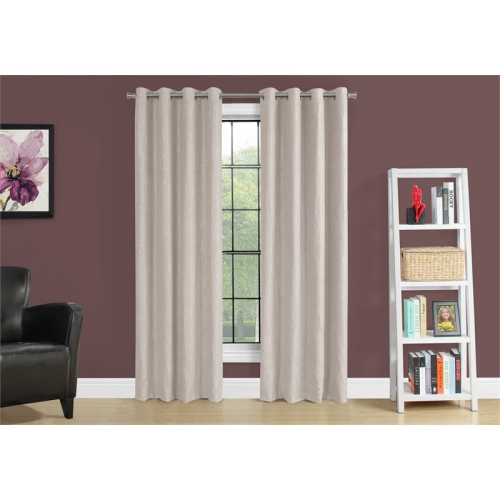 Monarch Specialties i 9818 curtain panel 2pcs 52"w x 95"h ivory room darkening