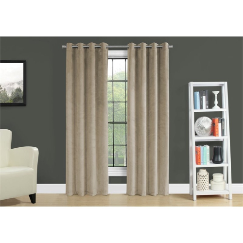 Monarch Specialties i 9821 curtain panel 2pcs 52"w x 95"h beige room darkening