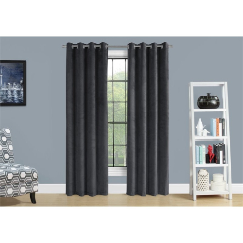 Monarch Specialties i 9824 curtain panel 2pcs 52"w x 95"h grey room darkening