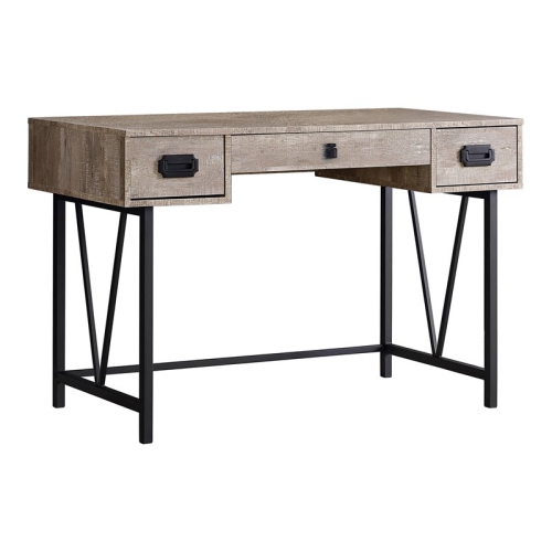 Monarch Specialties i 7414 computer desk 48"l taupe wood grain and black metal