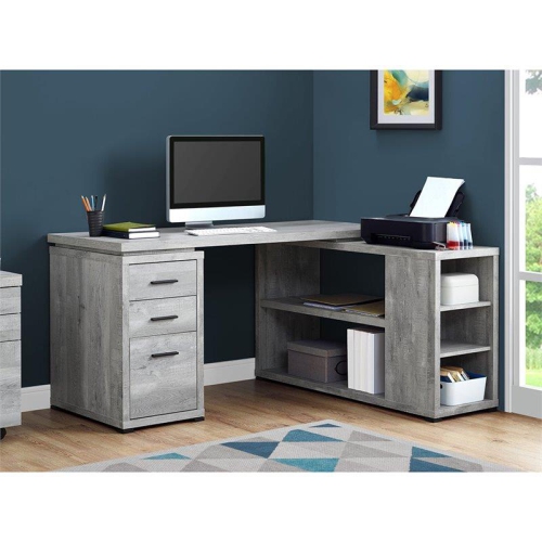 Monarch Specialties i 7421 computer desk grey wood grain l and r facing corner
