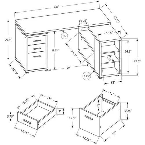 Monarch Specialties i 7421 computer desk grey wood grain l and r facing corner