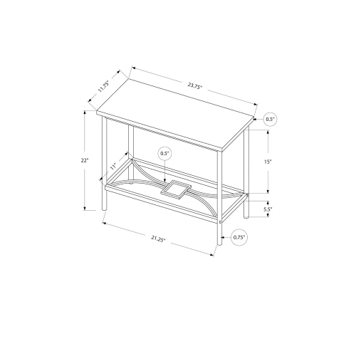 Monarch Specialties i 2075 accent table 22"h dark taupe and black metal