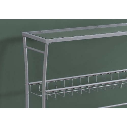 Monarch Specialties i 2128 accent table 42"l silver and tempered glass hall console