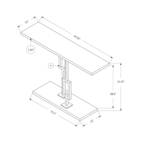 Monarch Specialties i 3266 accent table 48"l glossy white and chrome metal