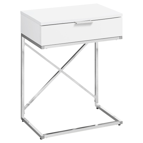 Monarch Specialties i 3470 accent table 24"h glossy white and chrome metal